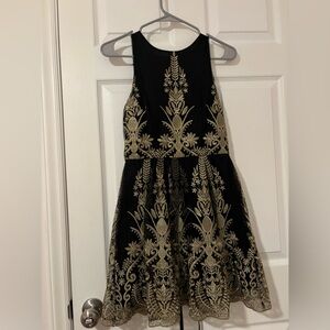 Altard state Black and gold embroidered dress